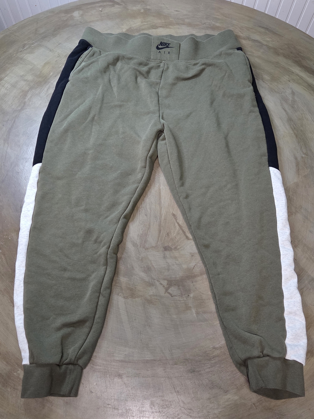 Nike Olive Green Colorblock Joggers with Black & White Panels